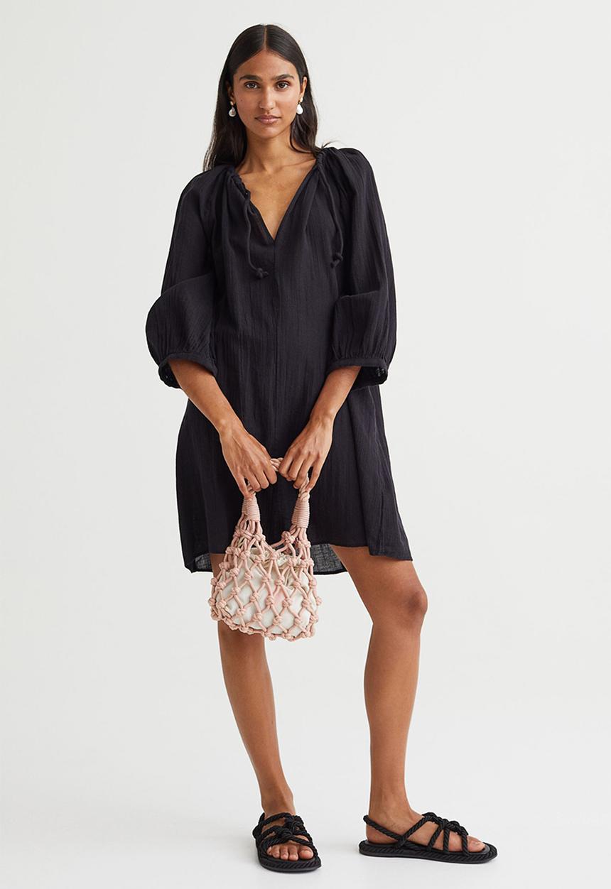 H&M - Balloon-sleeved dress - black