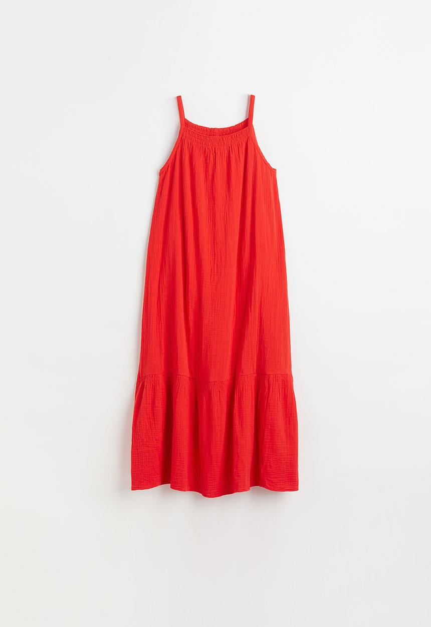 H&M - Double-weave cotton dress - red