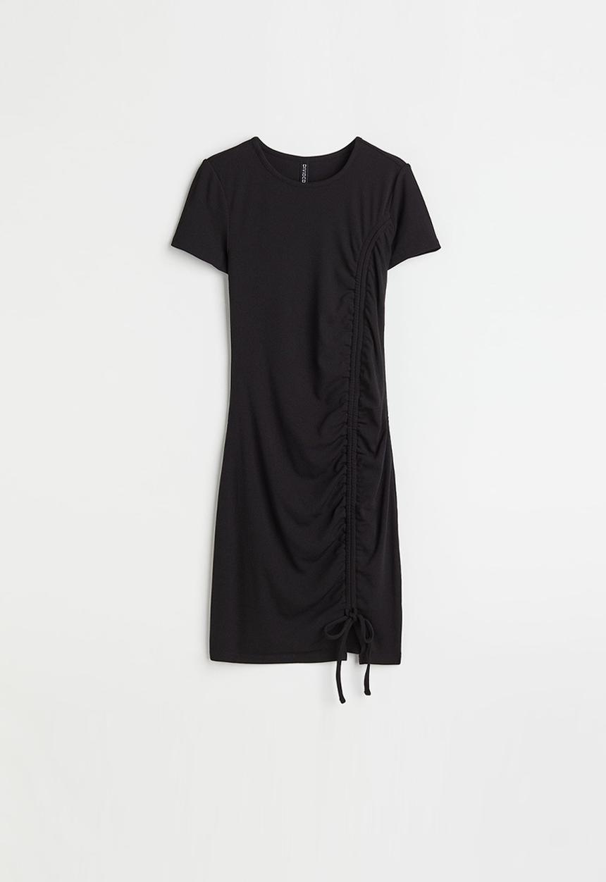 H&M - Fitted drawstring-detail dress - black