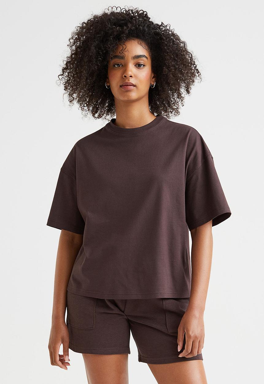 H&M - Boxy T-shirt - dark brown
