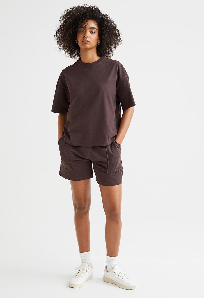 H&M - Boxy T-shirt - dark brown