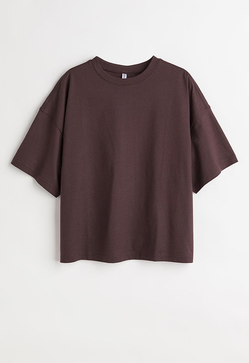 H&M - Boxy T-shirt - dark brown