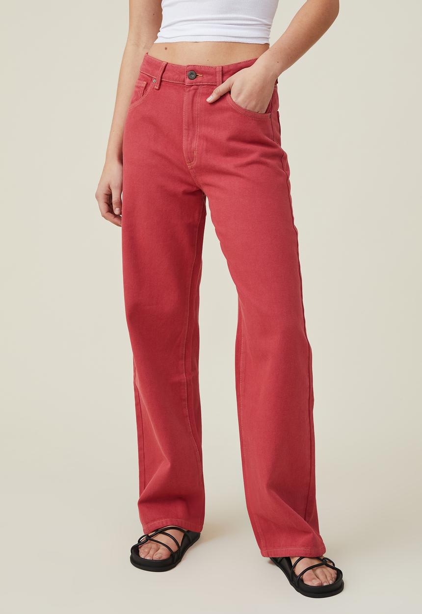 Cotton On - Loose straight jean - rust red 