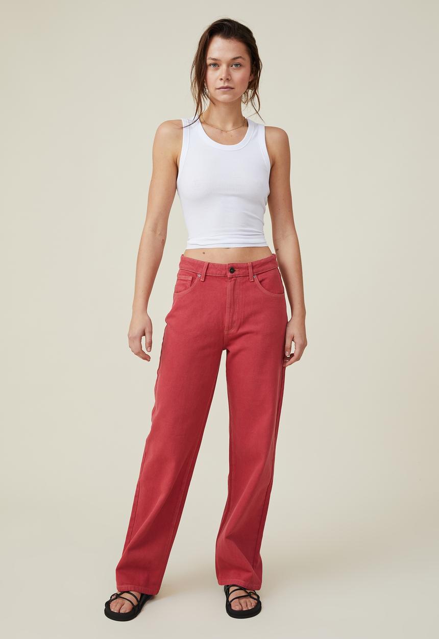 Cotton On - Loose straight jean - rust red 