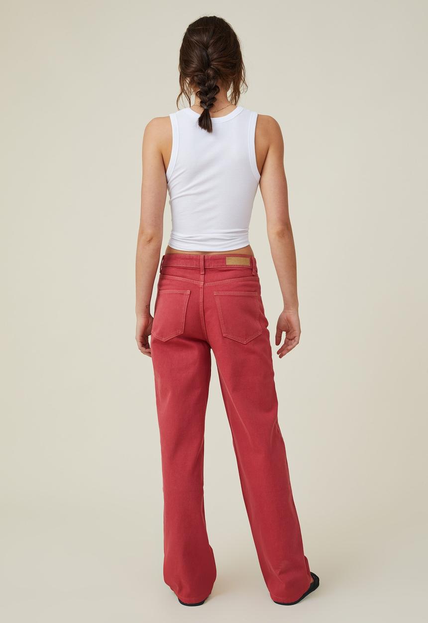 Cotton On - Loose straight jean - rust red 