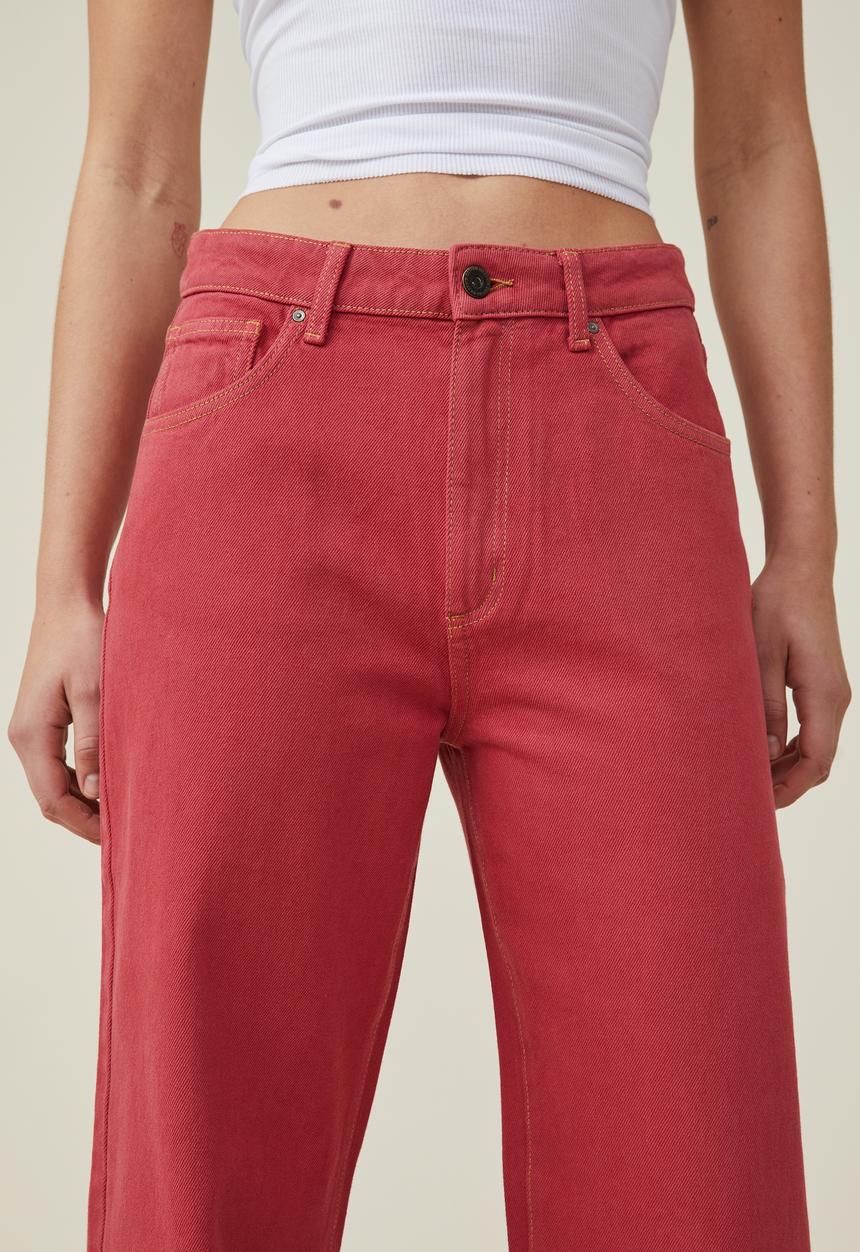 Cotton On - Loose straight jean - rust red 
