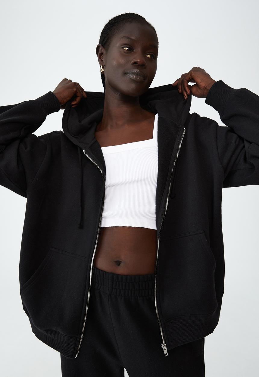 Cotton On - Classic zip-through hoodie - black