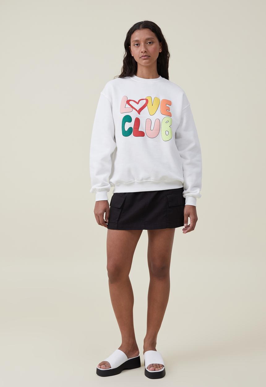 Cotton On - Classic graphic crew sweatshirt - love club/off white