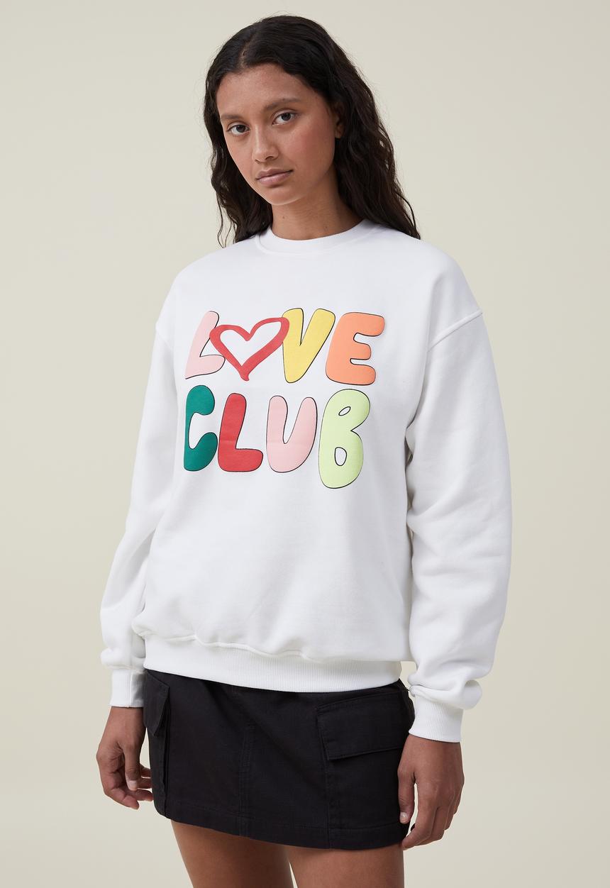 Cotton On - Classic graphic crew sweatshirt - love club/off white