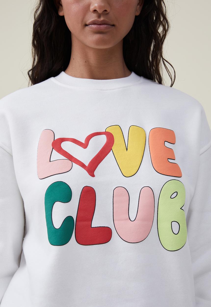 Cotton On - Classic graphic crew sweatshirt - love club/off white