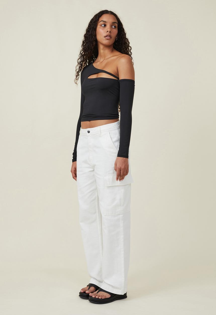 Cotton On - Cody cut out long sleeve top - black