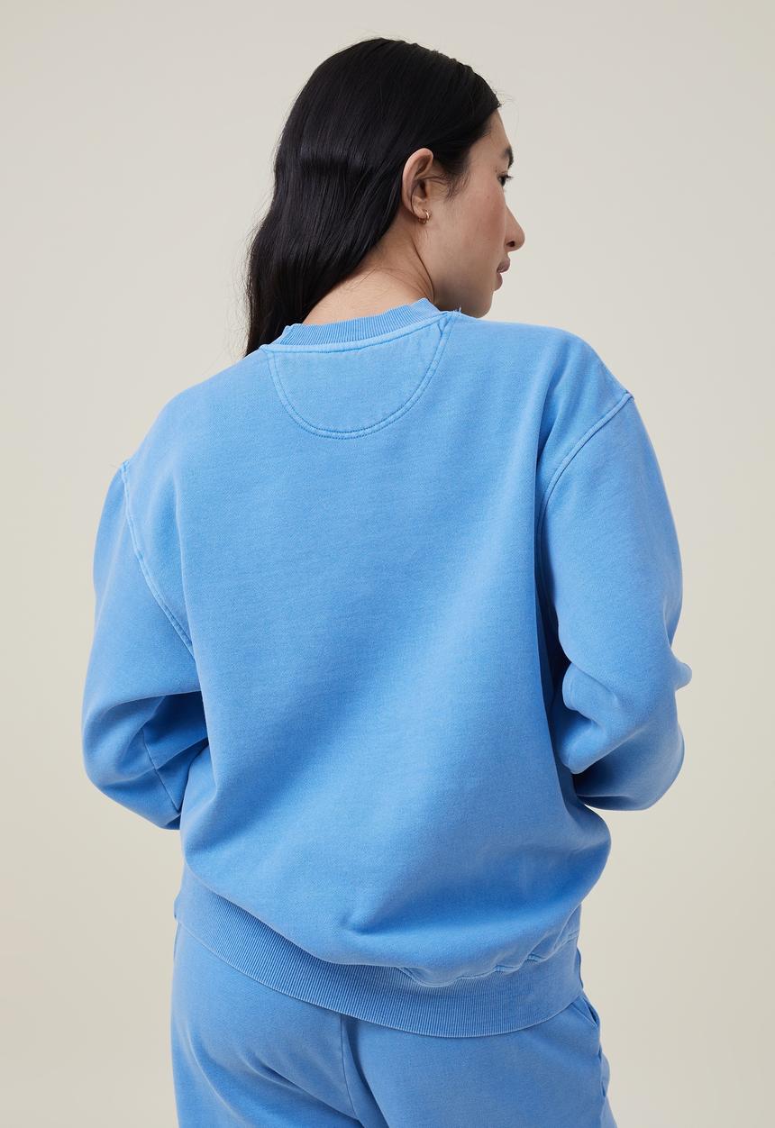 Cotton On - Classic washed crew sweatshirt - washed fuzzy blue 