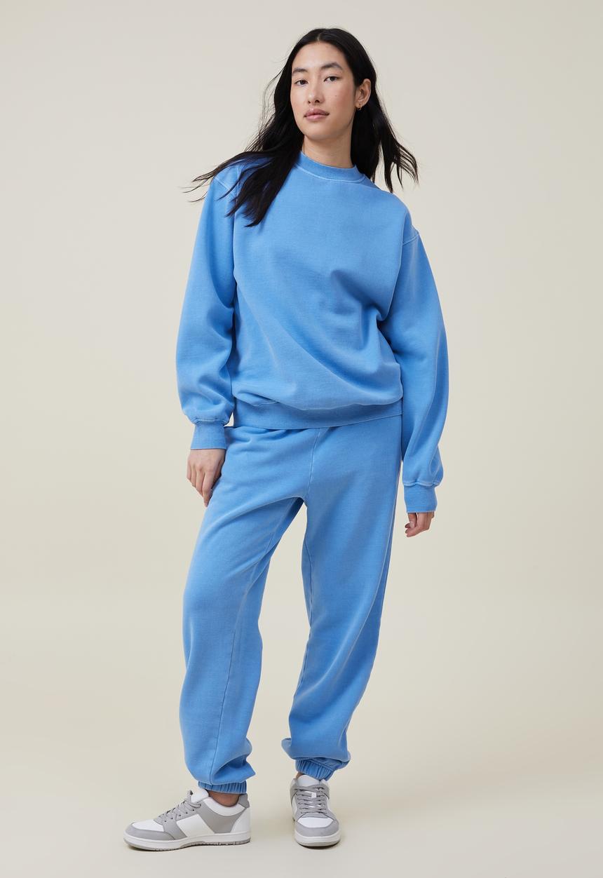 Cotton On - Classic washed crew sweatshirt - washed fuzzy blue 