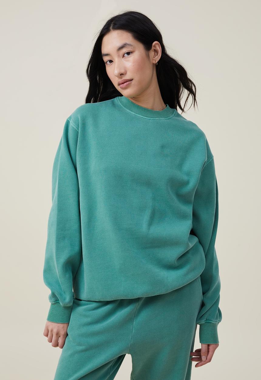Cotton On - Classic washed crew sweatshirt - washed jade 