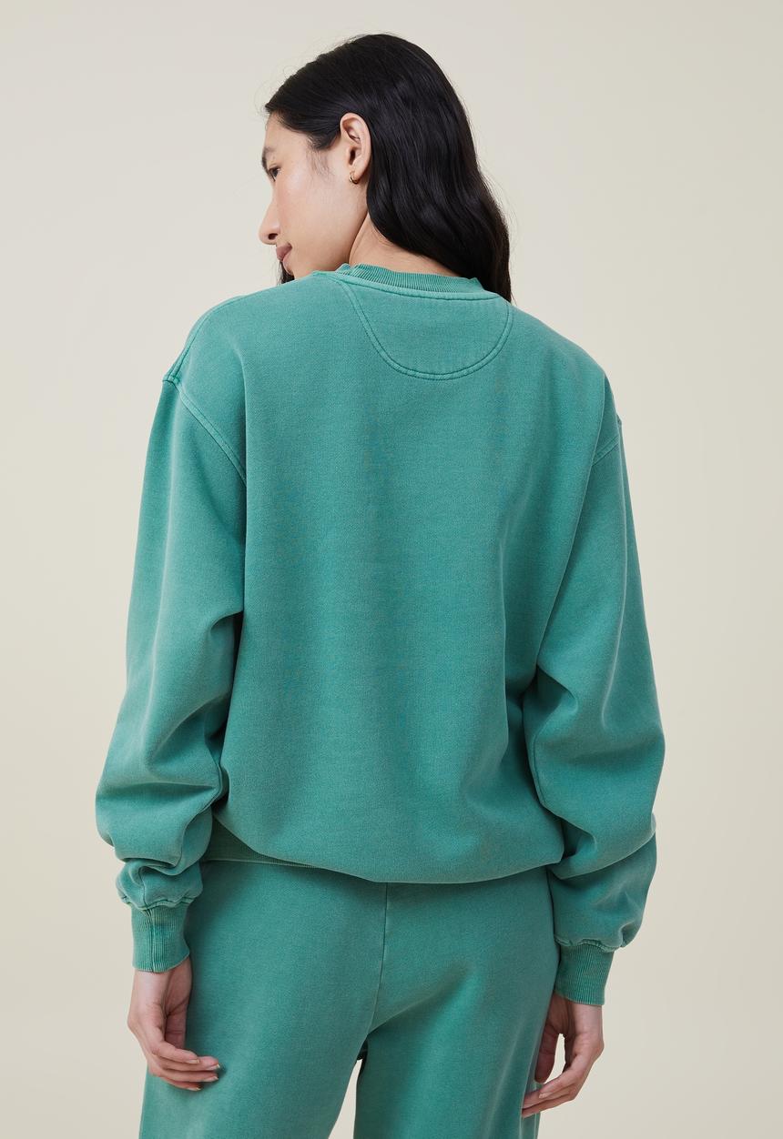Cotton On - Classic washed crew sweatshirt - washed jade 