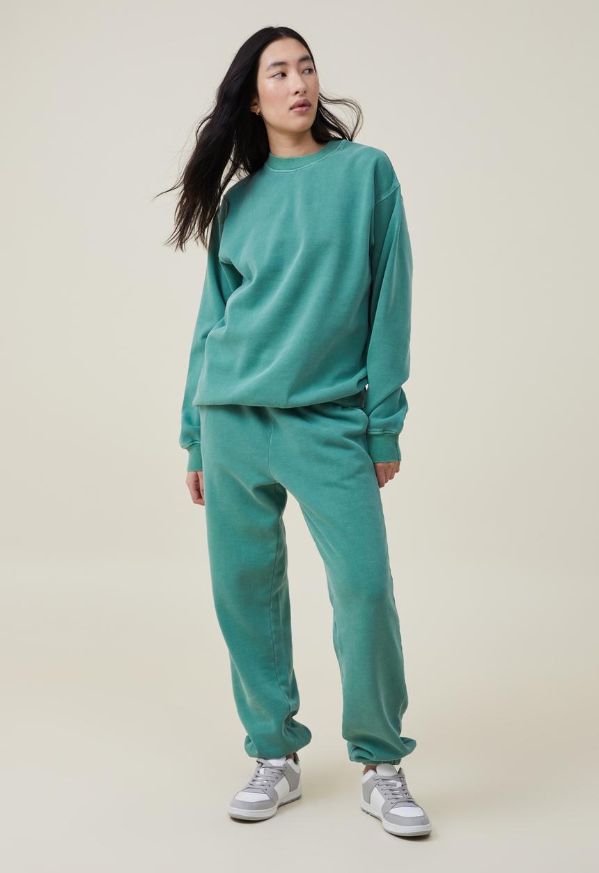 Cotton On - Classic washed crew sweatshirt - washed jade 