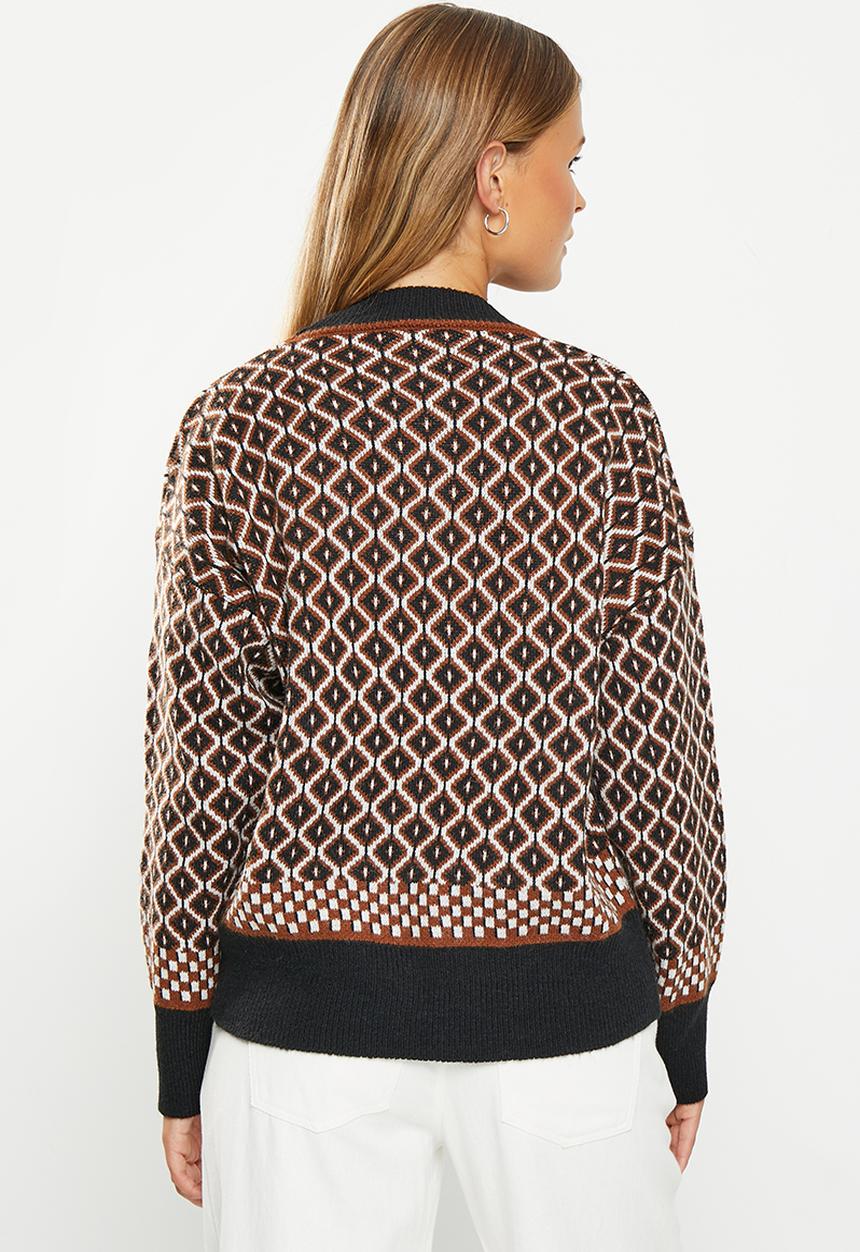 dailyfriday - Longline cardi - black geo print