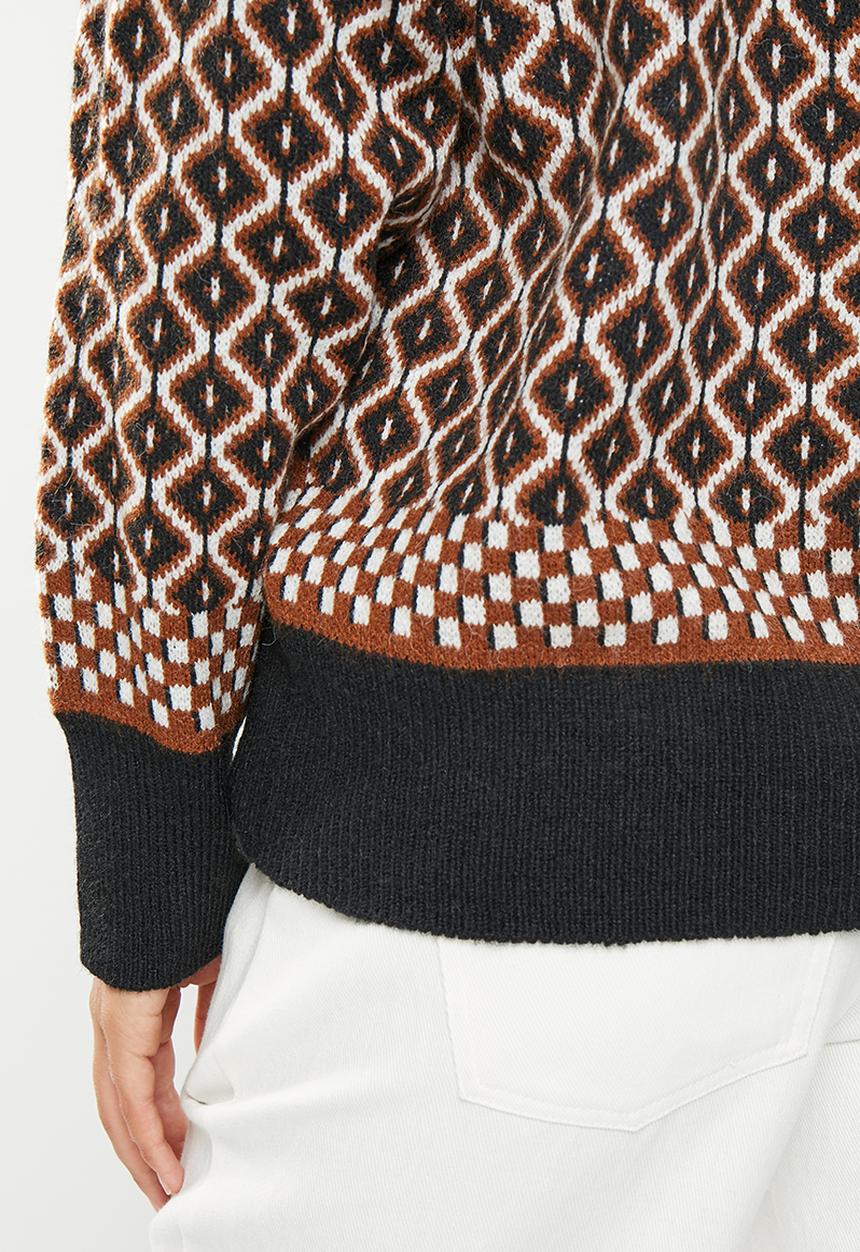 dailyfriday - Longline cardi - black geo print