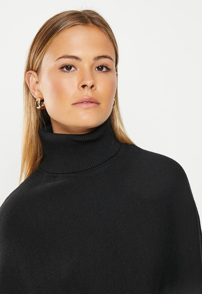 dailyfriday - High neck poncho - black