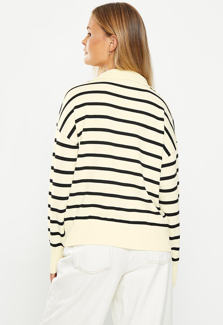 dailyfriday - Collared jumper - black stipe