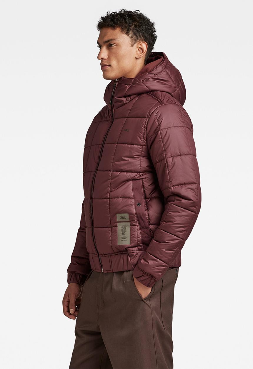 G-STAR - Meefic squared quilted hooded jacket - vineyard wine