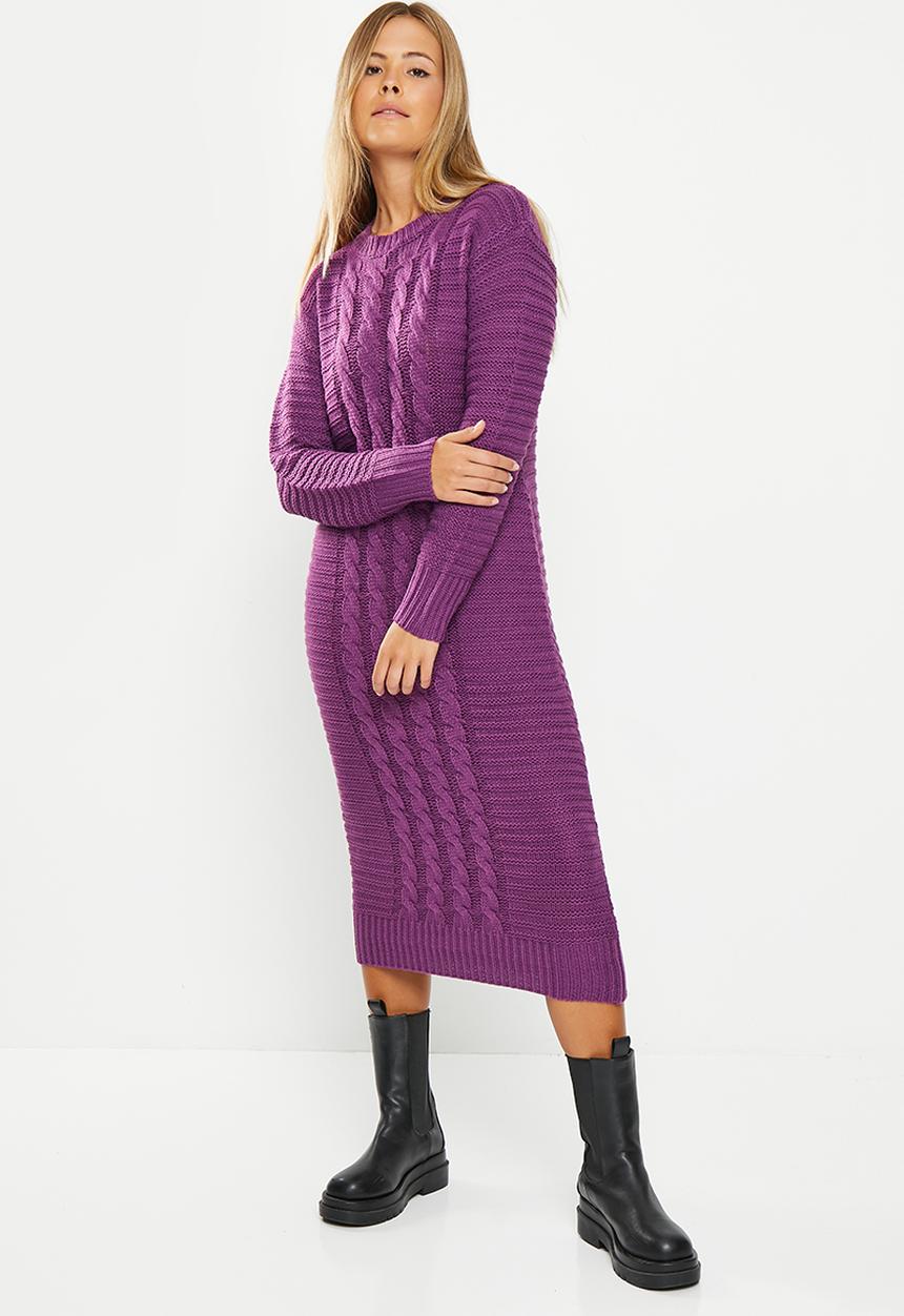 dailyfriday - Knitwear cable dress - purple