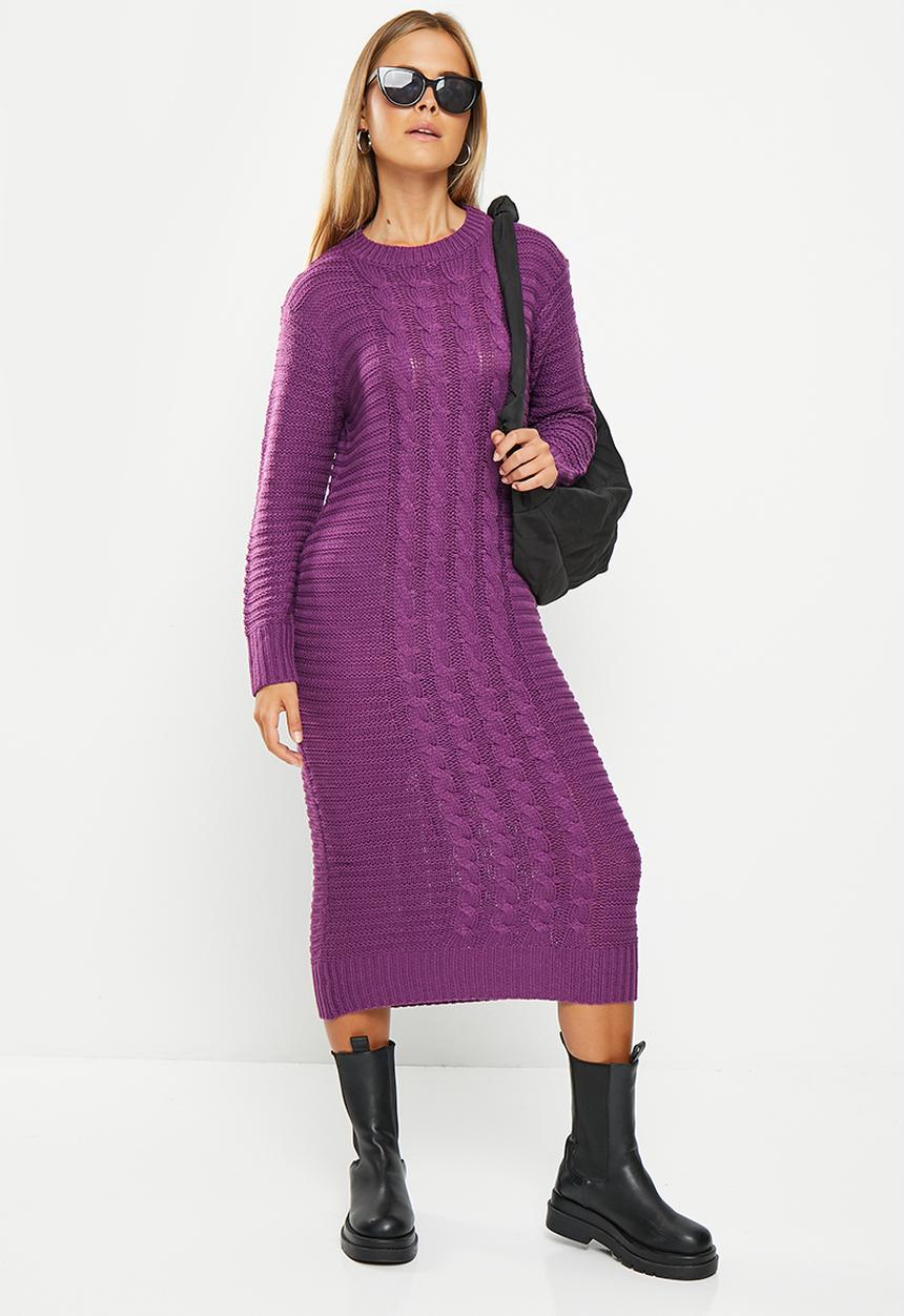 dailyfriday - Knitwear cable dress - purple