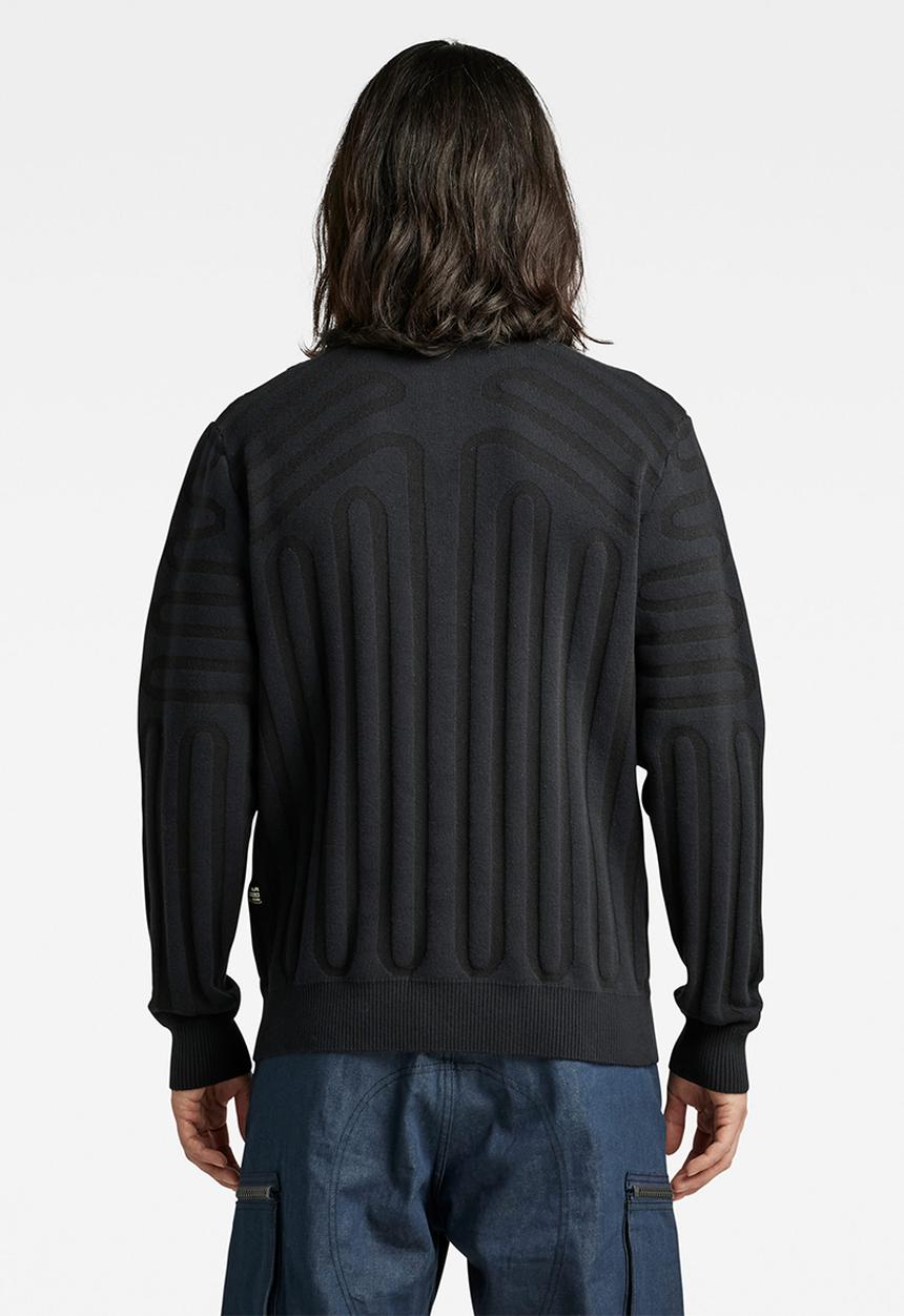 G-STAR - 3D line loose half zip knit - caviar/cloack