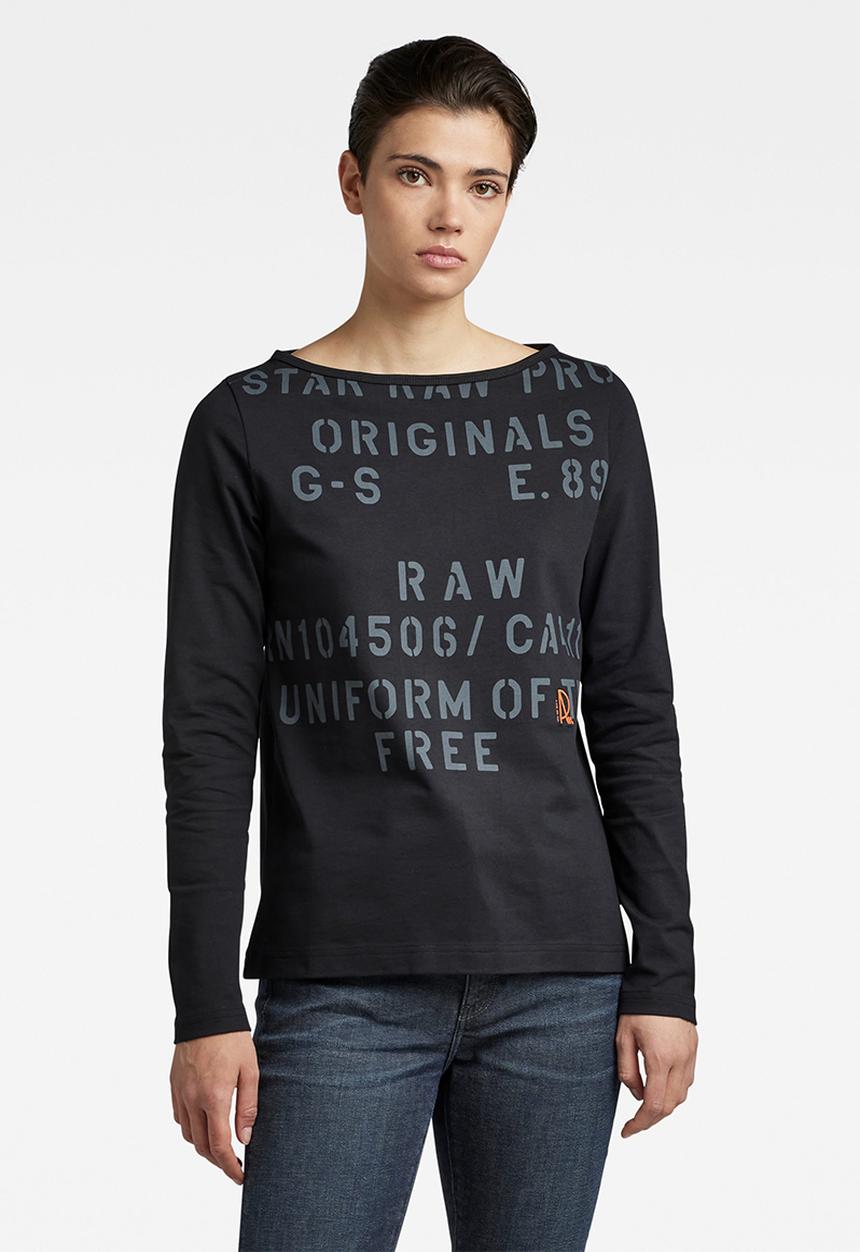 G-STAR - Stencil long sleeve gr r T-shirt - caviar