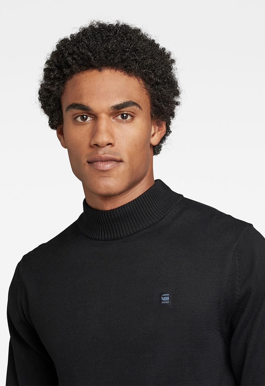 G-STAR - Premium core mock knit - dk black