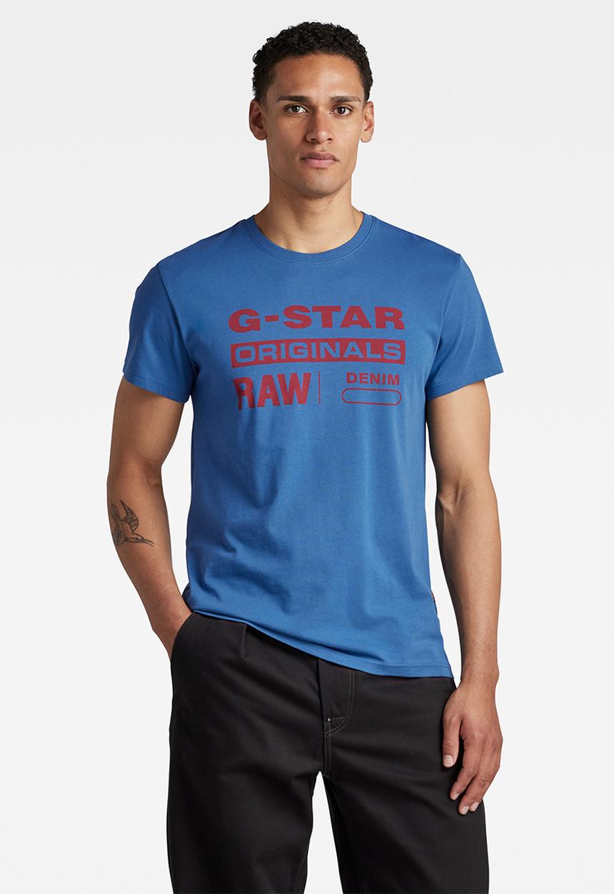 G-STAR - Originals label r T-shirt - retro blue