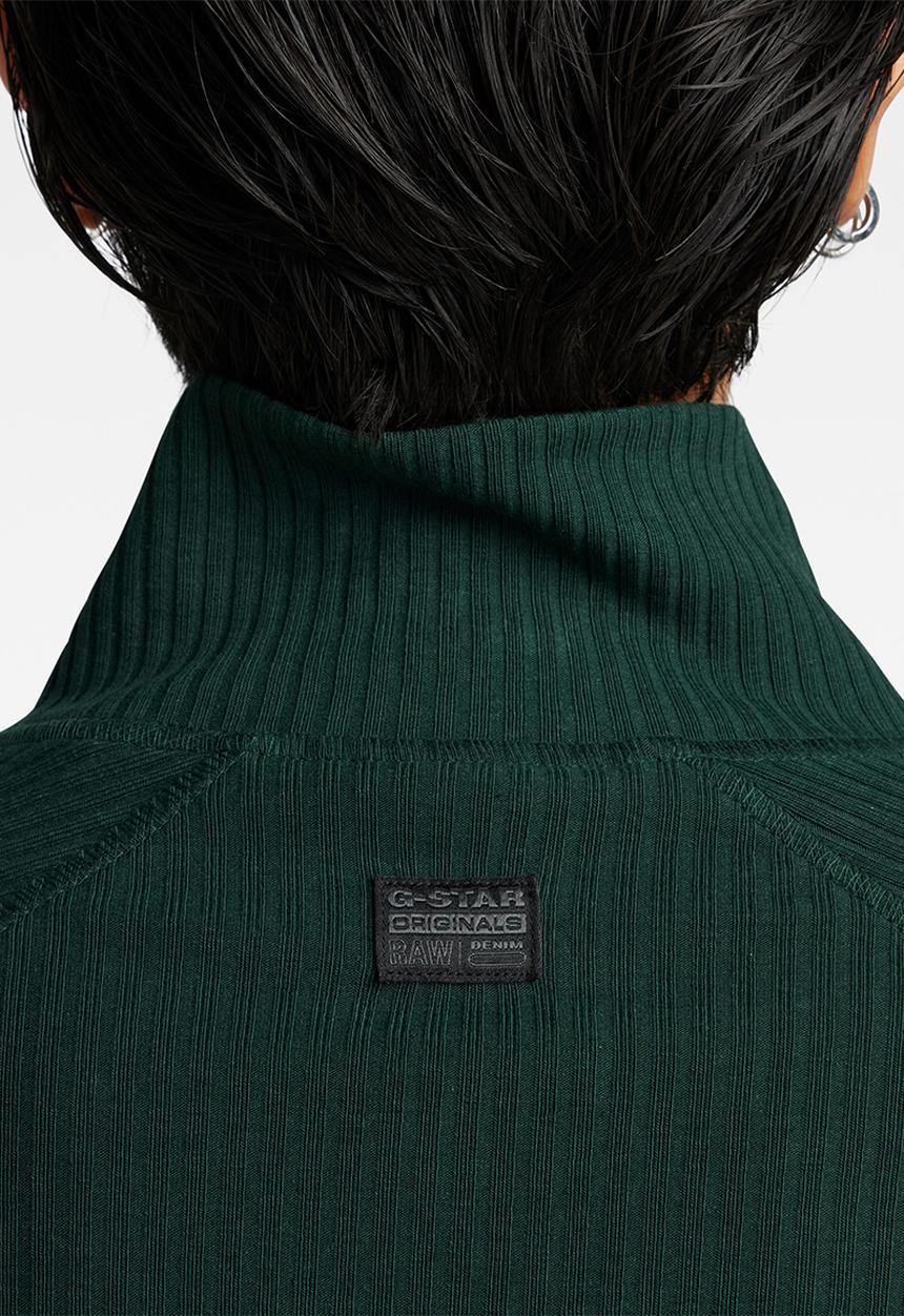 G-STAR - Rib long sleeve mock slim - laub