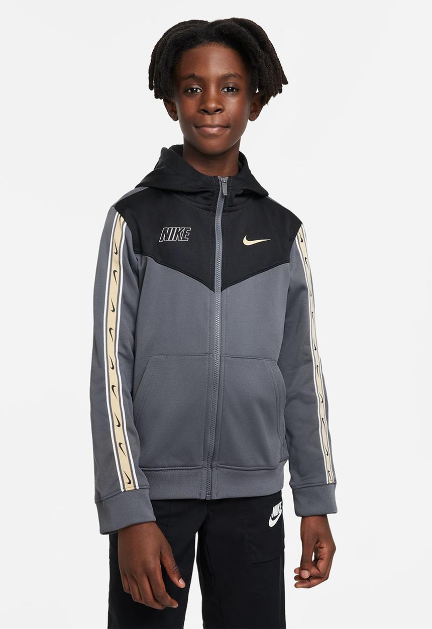Nike - B nsw repeat sw pk fz hoodie - iron grey/black/sesame