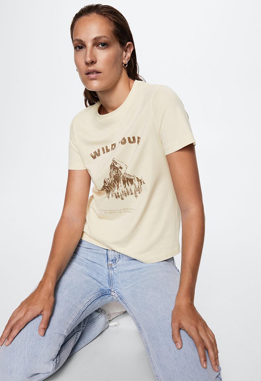 MANGO - T-shirt arizona - light beige