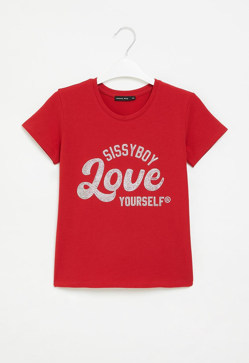 SISSY BOY - Heart throb: regular fit top with short sleeves - red