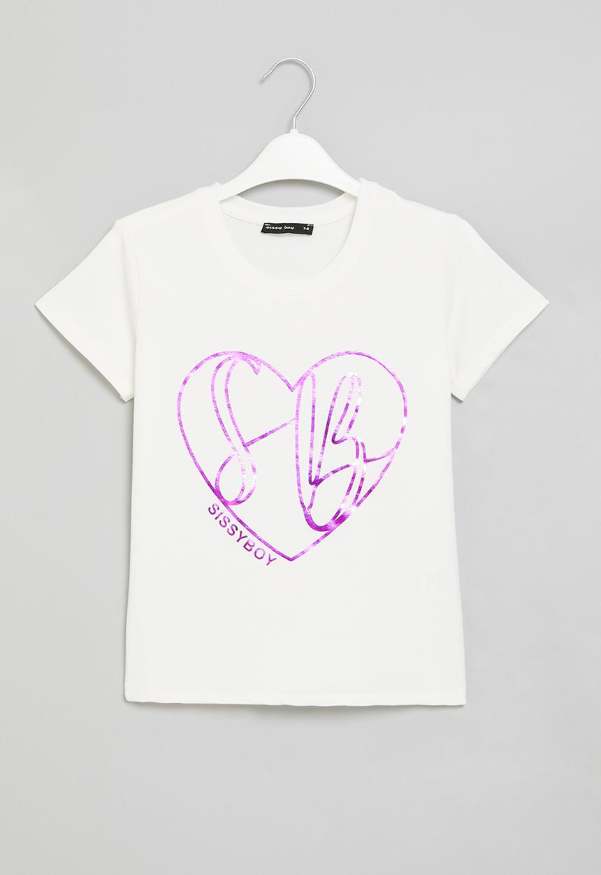 SISSY BOY - Heart throb: regular fit top with short sleeves - off white