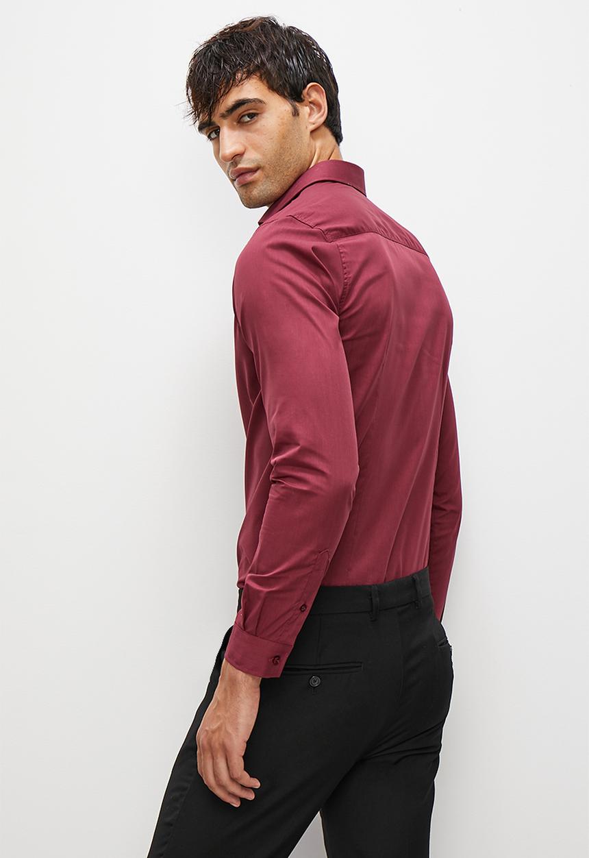 Superbalist - Easy care slim fit shirt - burgundy