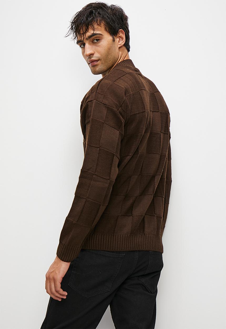 Superbalist - Regular fit jacquard turtleneck - brown