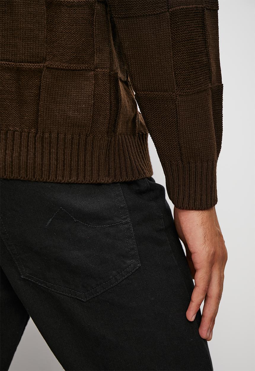 Superbalist - Regular fit jacquard turtleneck - brown
