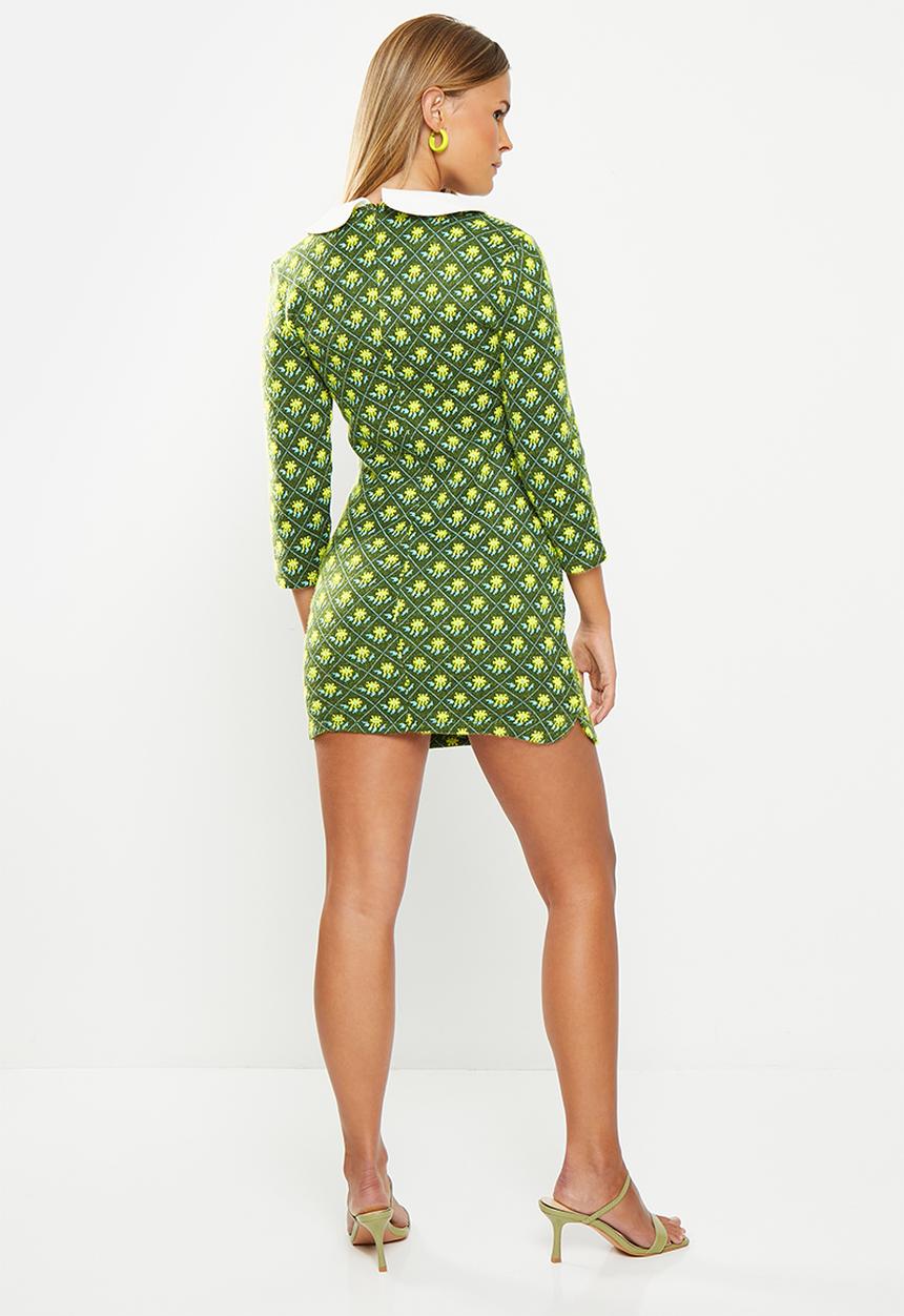Glamorous - Peterpan collar mini dress - green