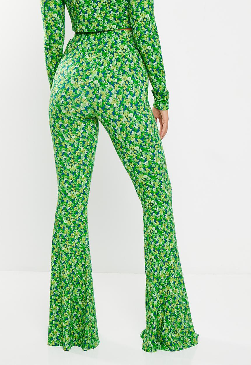 Glamorous - Floral flare co-ord trousers - lime and blue