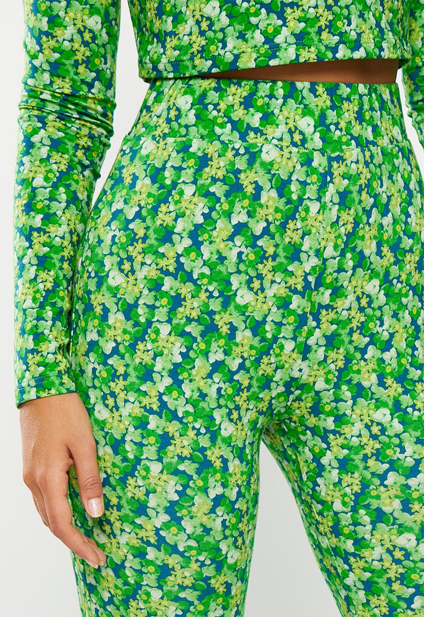 Glamorous - Floral flare co-ord trousers - lime and blue