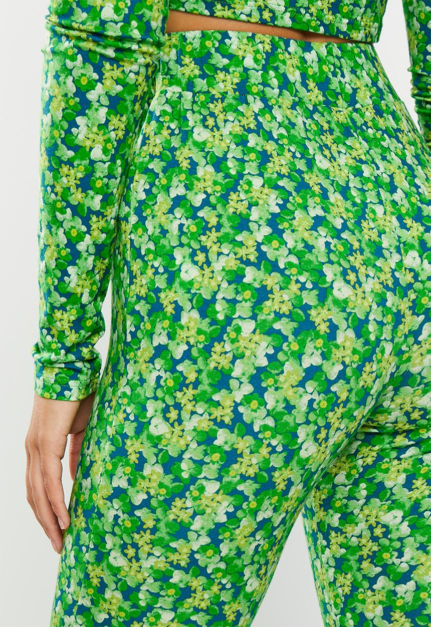 Glamorous - Floral flare co-ord trousers - lime and blue
