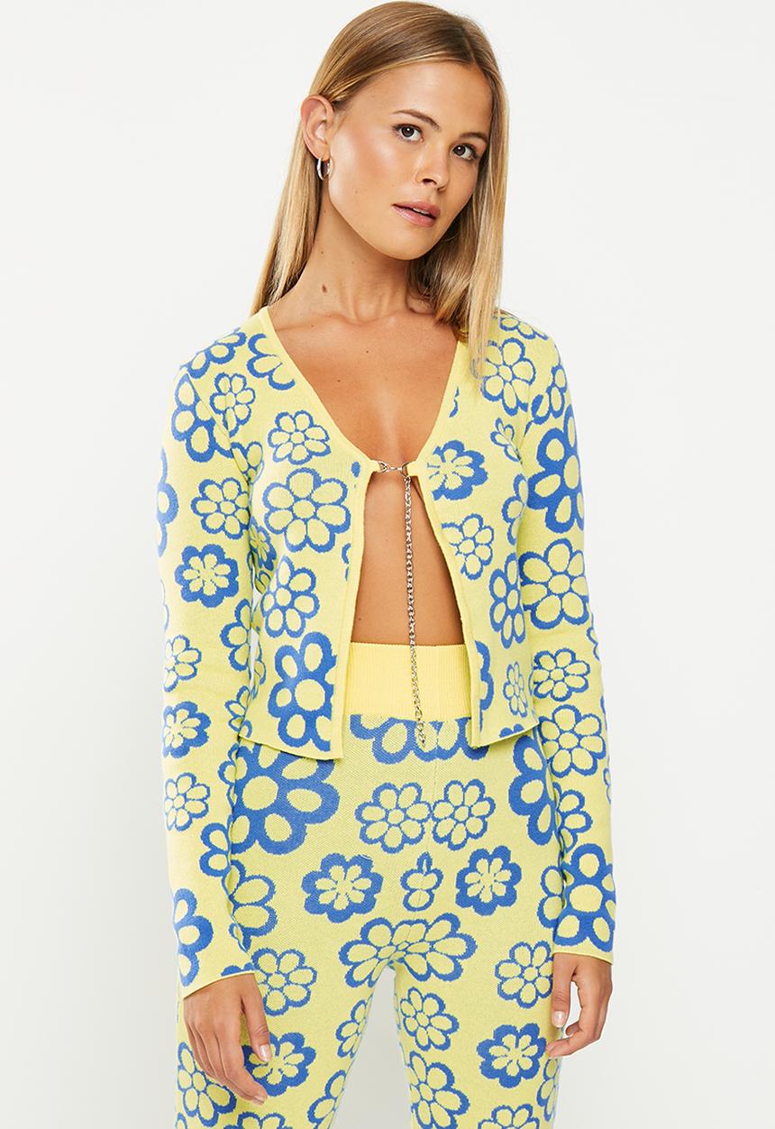 Glamorous - Floral co-ord top - blue and yellow