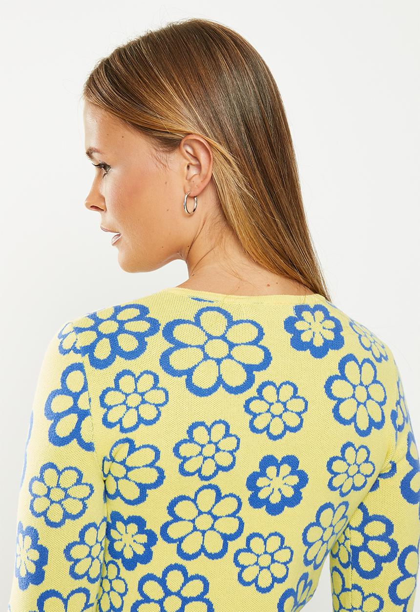Glamorous - Floral co-ord top - blue and yellow