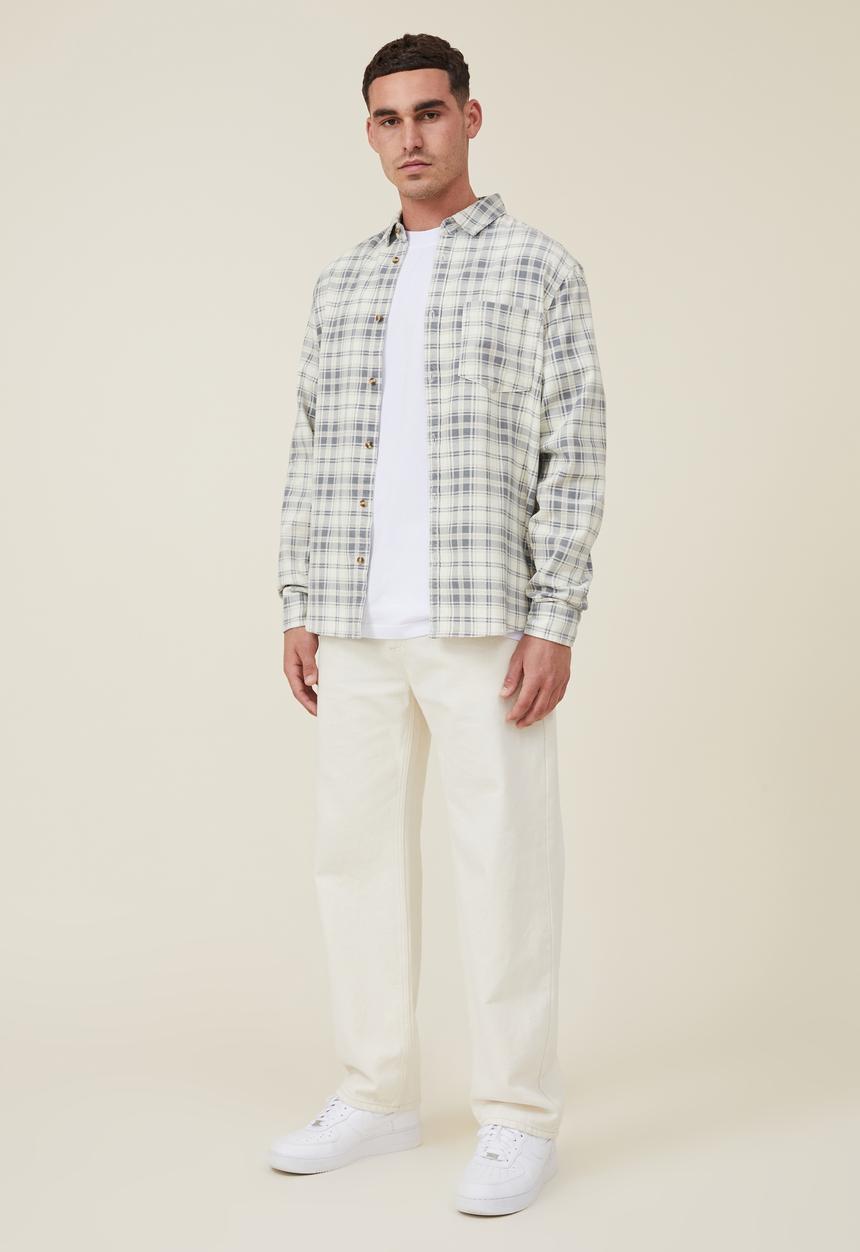 Cotton On - Boston long sleeve shirt - washed stone check