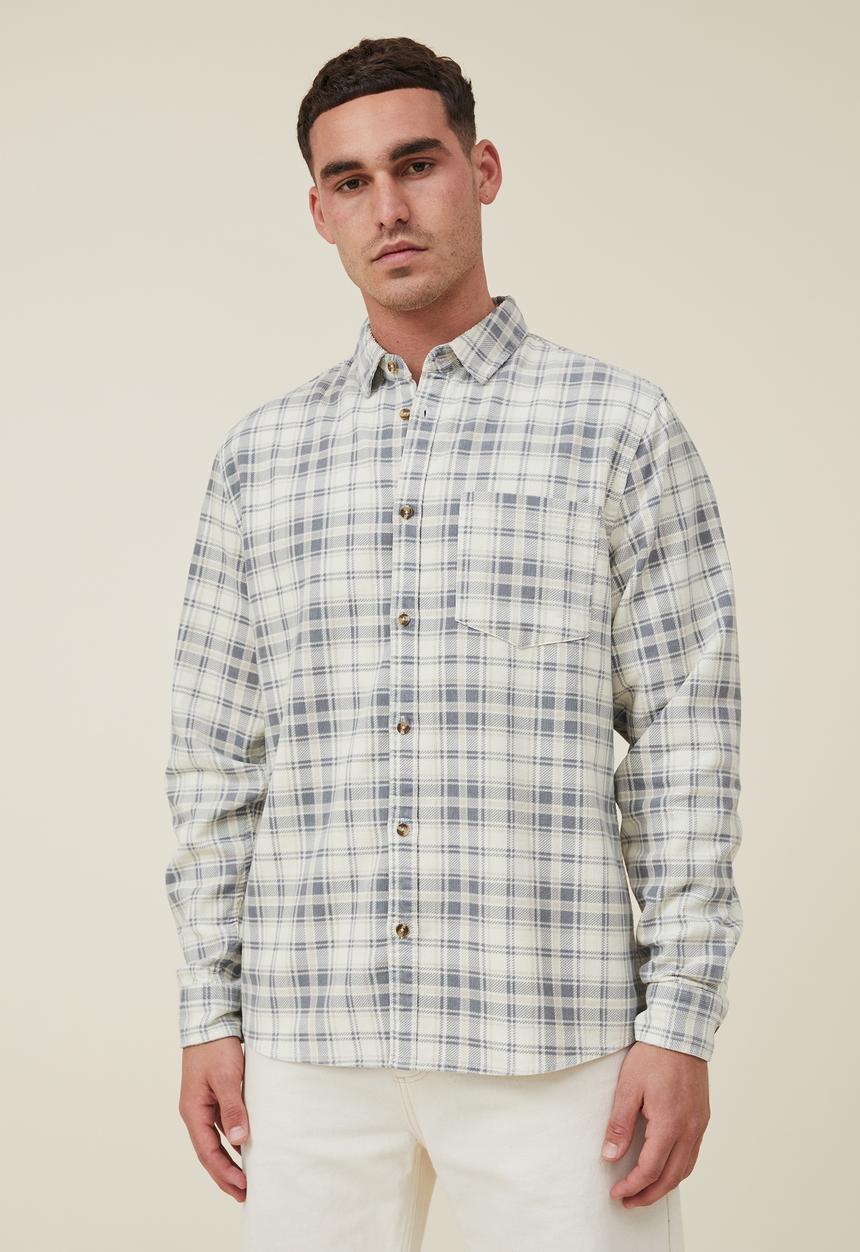 Cotton On - Boston long sleeve shirt - washed stone check