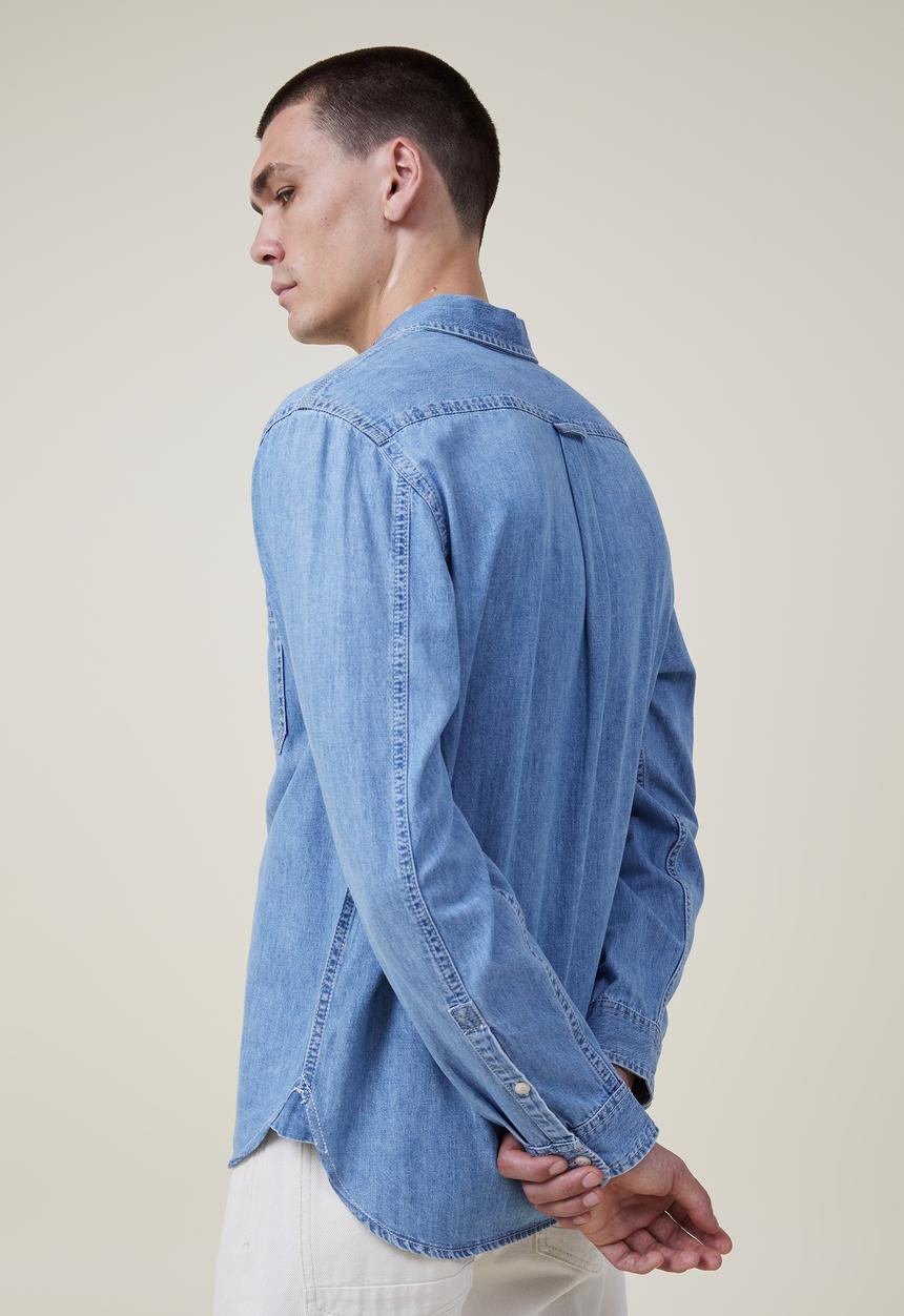 Cotton On - Brooklyn long sleeve shirt - light blue