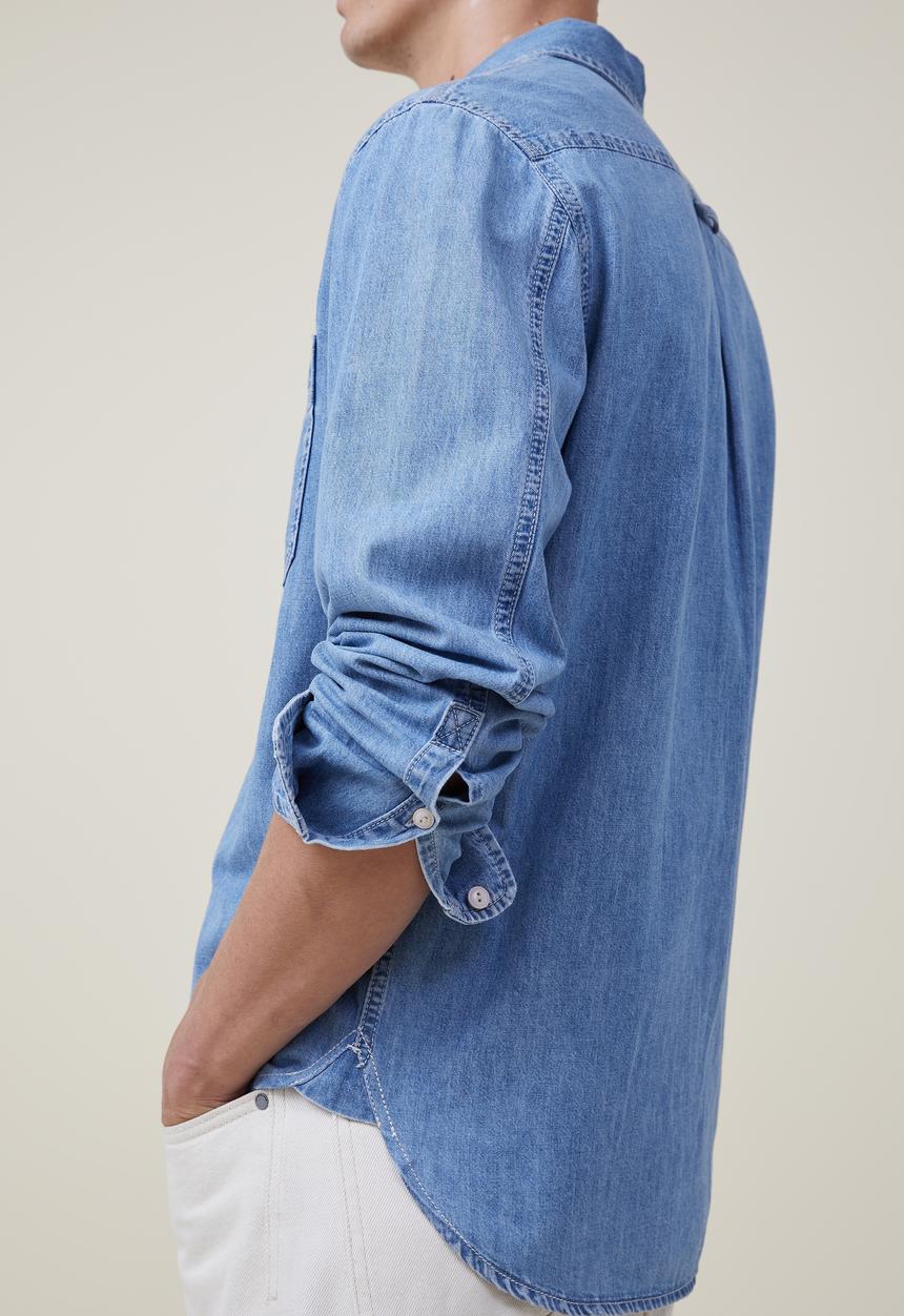 Cotton On - Brooklyn long sleeve shirt - light blue