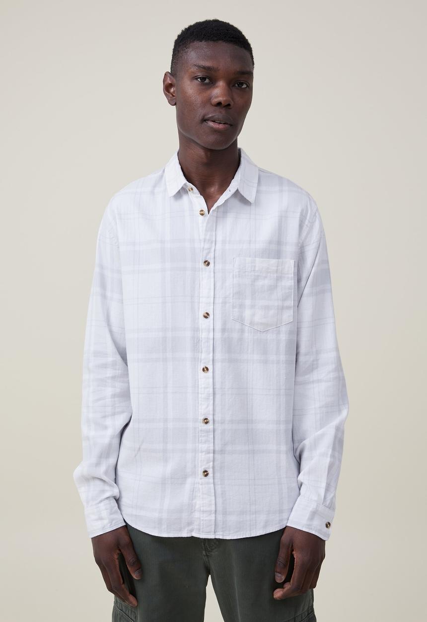 Cotton On - Camden long sleeve shirt - ecru bold check